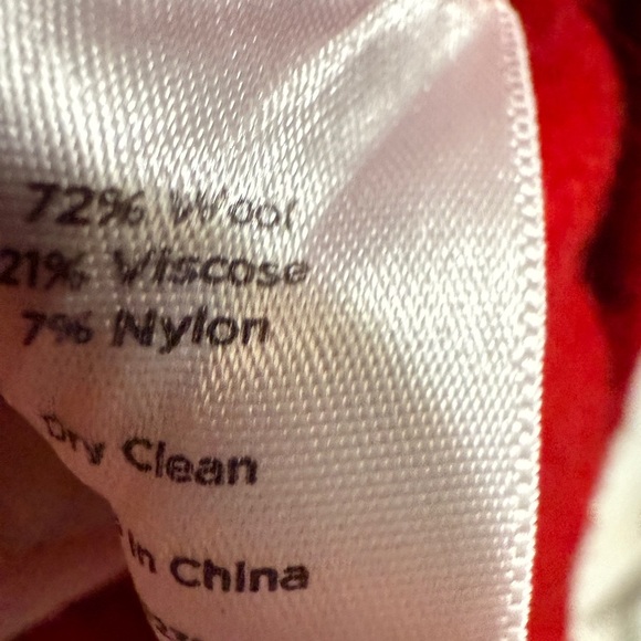 Talbots Women's Vibrant Red Pea Coat Wool Blend Holiday Christmas - Picture 3 of 4